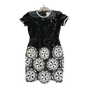 Vintage A.J. Bari Black and White Sequin Dress -- NEW WITH TAGS